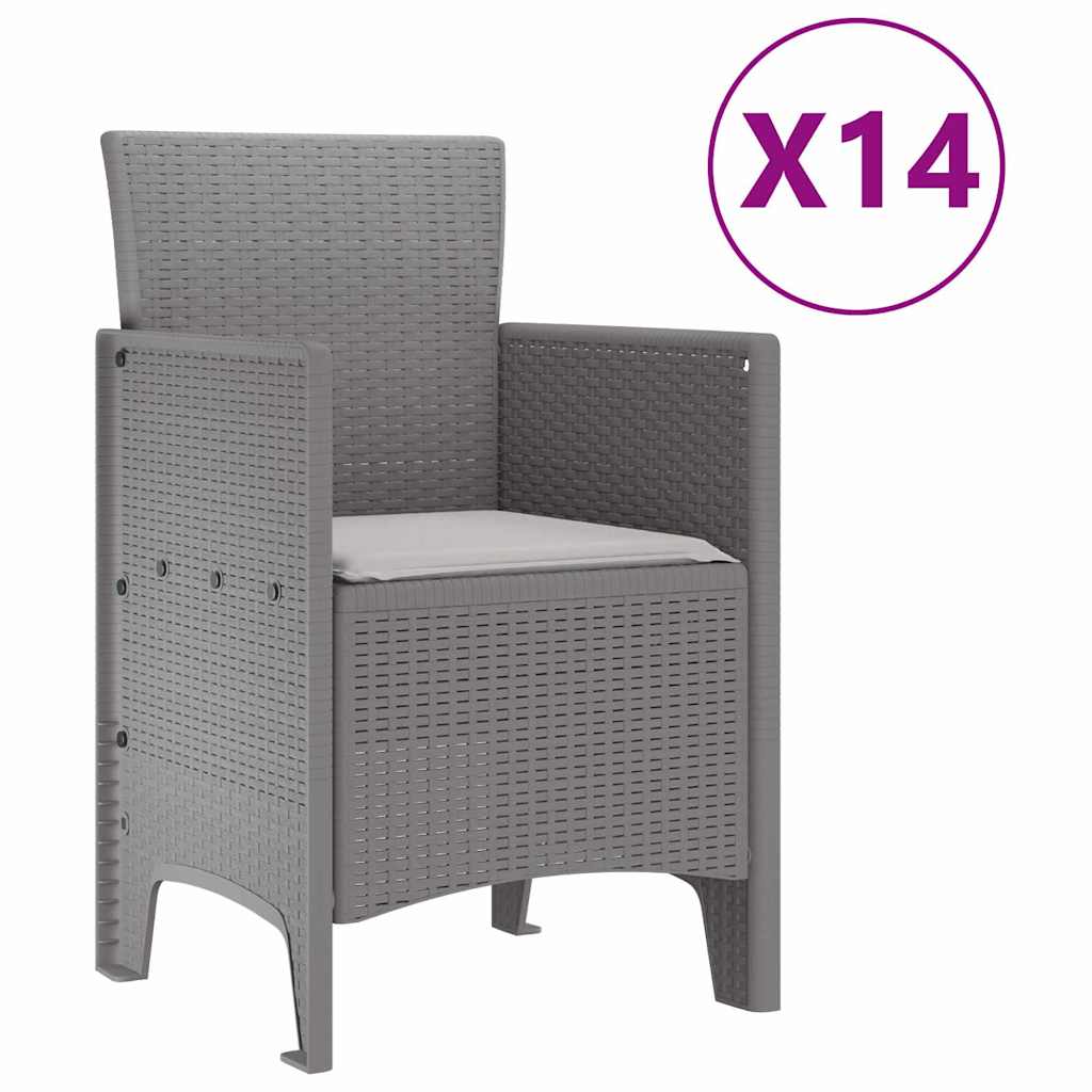 vidaXL Garden Dining Set 15 pcs Light Grey Polt rattan 5