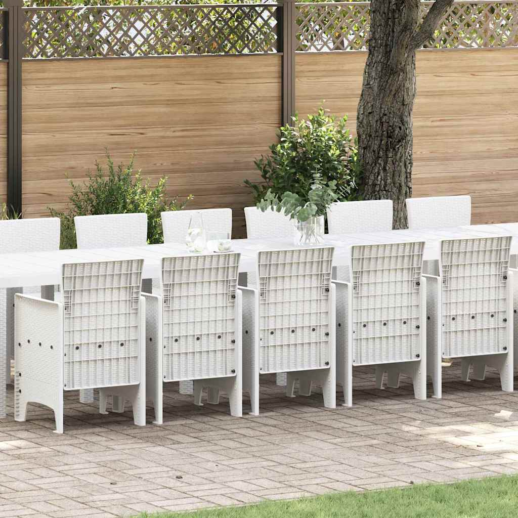 vidaXL Garden Dining Set with Cushions 17 pcs White PP 1