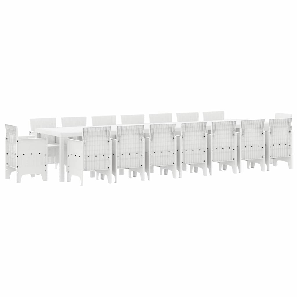vidaXL Garden Dining Set with Cushions 17 pcs White PP 2