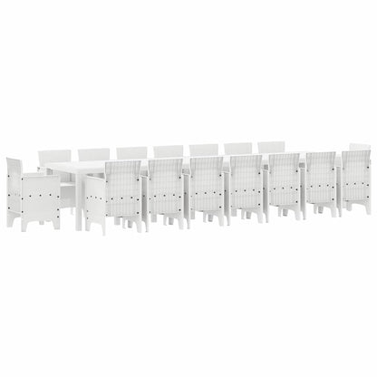 vidaXL Garden Dining Set with Cushions 17 pcs White PP 2