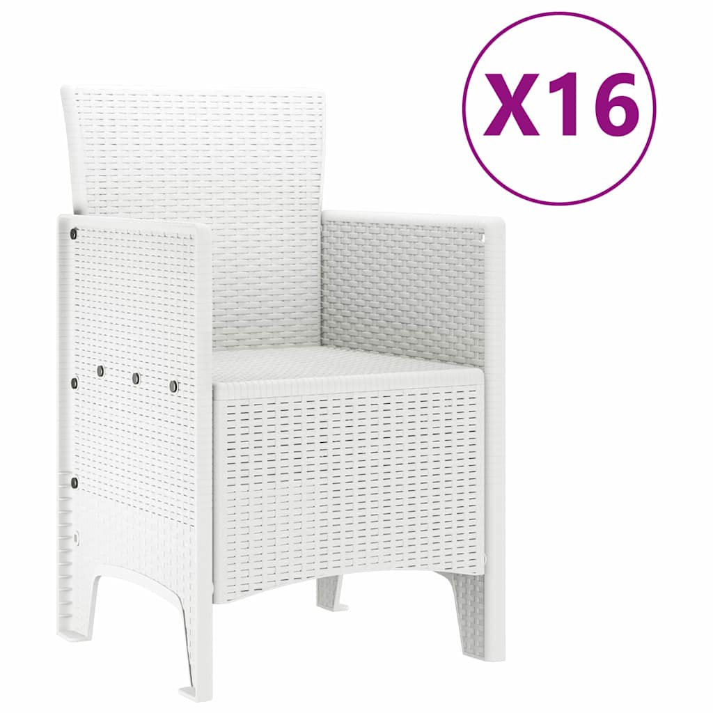 vidaXL Garden Dining Set with Cushions 17 pcs White PP 5