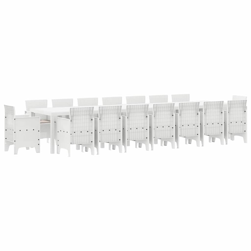 vidaXL Garden Dining Set with Cushions 17 pcs White PP 2