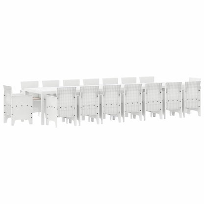vidaXL Garden Dining Set with Cushions 17 pcs White PP 2