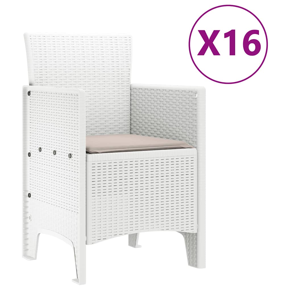 vidaXL Garden Dining Set with Cushions 17 pcs White PP 5