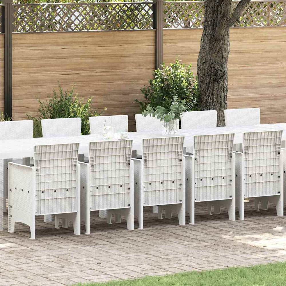 vidaXL Garden Dining Set with Cushions 17 pcs White PP