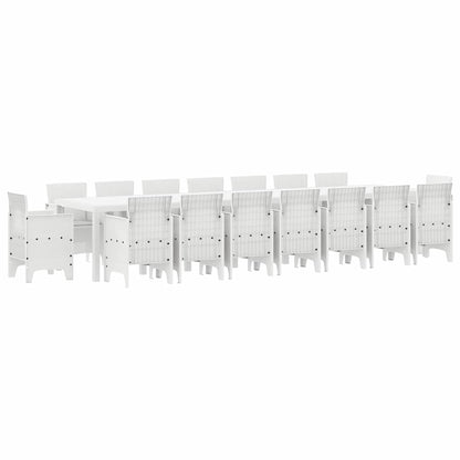 vidaXL Garden Dining Set with Cushions 17 pcs White PP 2