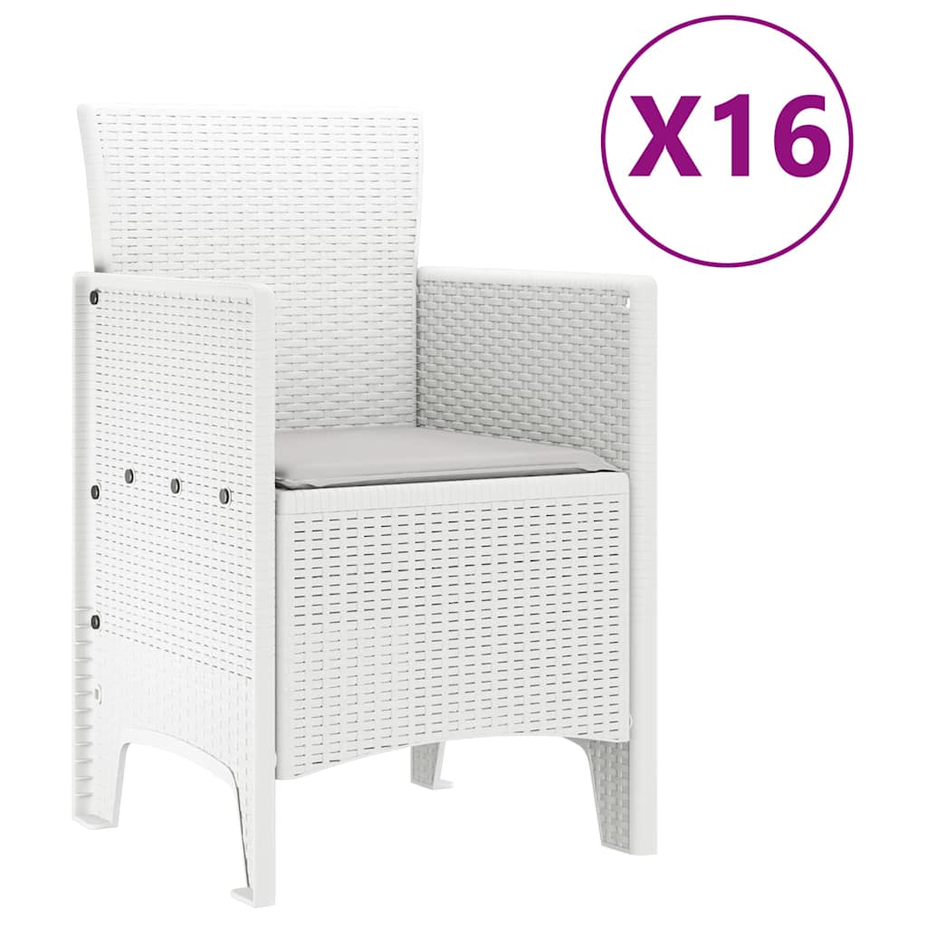 vidaXL Garden Dining Set with Cushions 17 pcs White PP 5