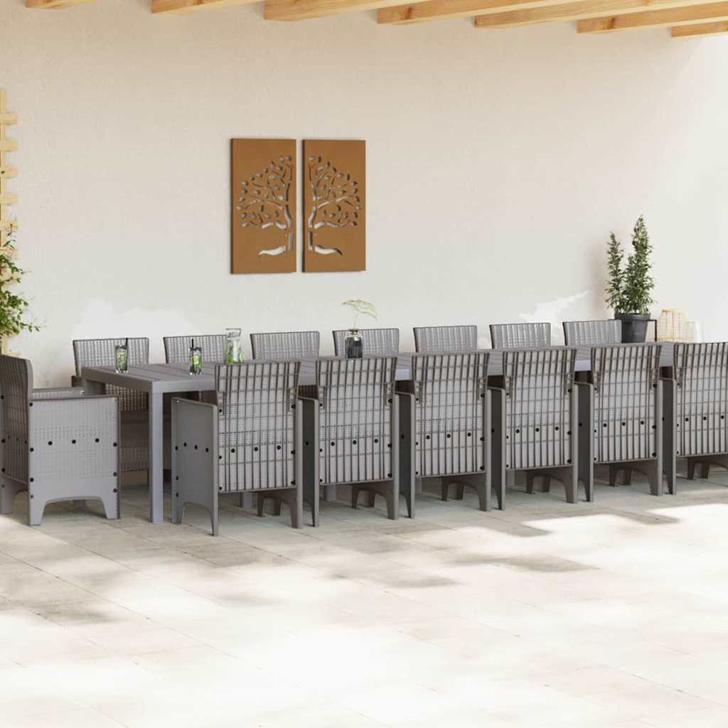 vidaXL Garden Dining Set with Cushions 17 pcs Light Grey PP 3