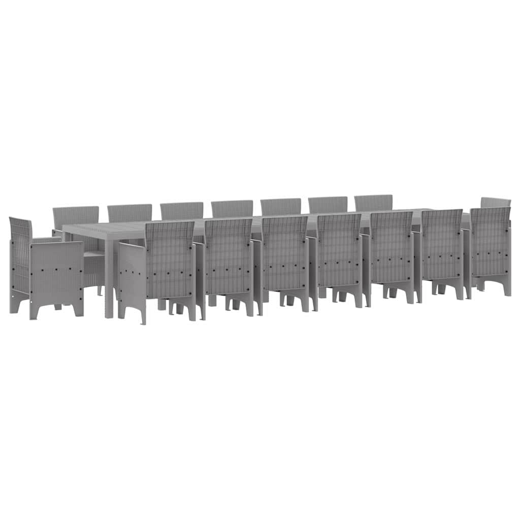 vidaXL Garden Dining Set with Cushions 17 pcs Light Grey PP 2