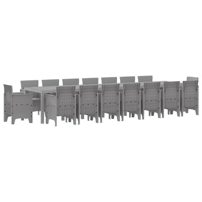 vidaXL Garden Dining Set with Cushions 17 pcs Light Grey PP 2
