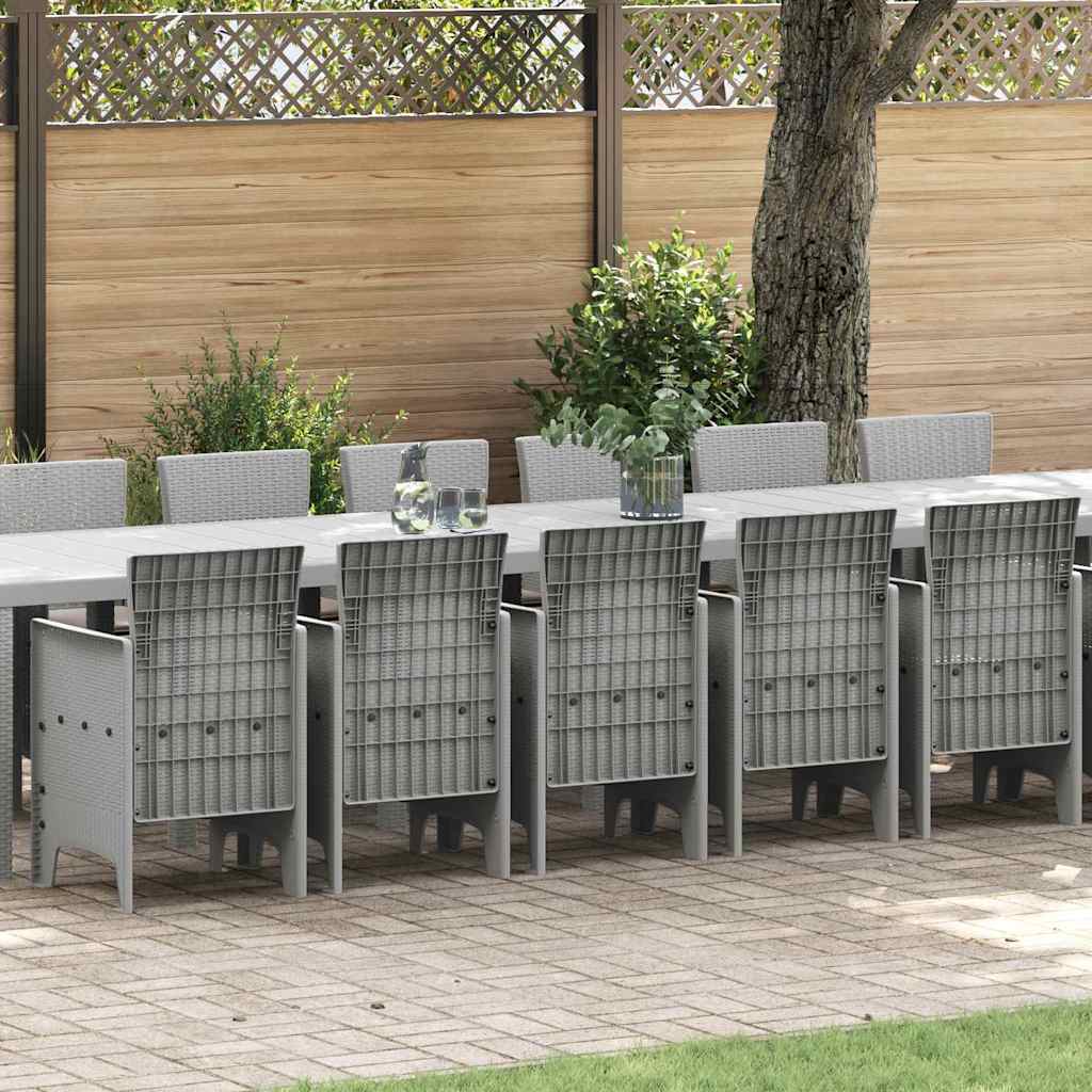 vidaXL Garden Dining Set with Cushions 17 pcs Light Grey PP 1