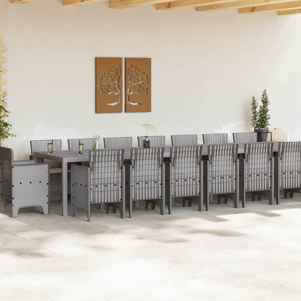 vidaXL Garden Dining Set with Cushions 17 pcs Light Grey PP 3