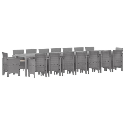 vidaXL Garden Dining Set with Cushions 17 pcs Light Grey PP 2
