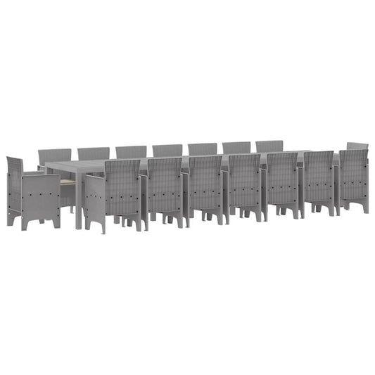 vidaXL Garden Dining Set with Cushions 17 pcs Light Grey PP 2