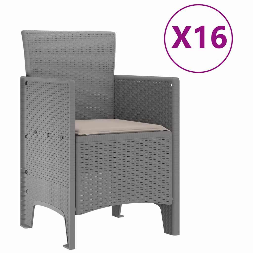 vidaXL Garden Dining Set with Cushions 17 pcs Light Grey PP 5