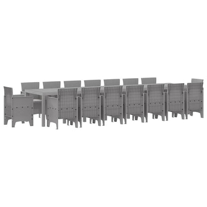 Garden Dining Set with Cushions 17 pcs PP Light grey Light grey 16-seater
