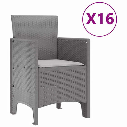 vidaXL Garden Dining Set with Cushions 17 pcs Light Grey PP 5