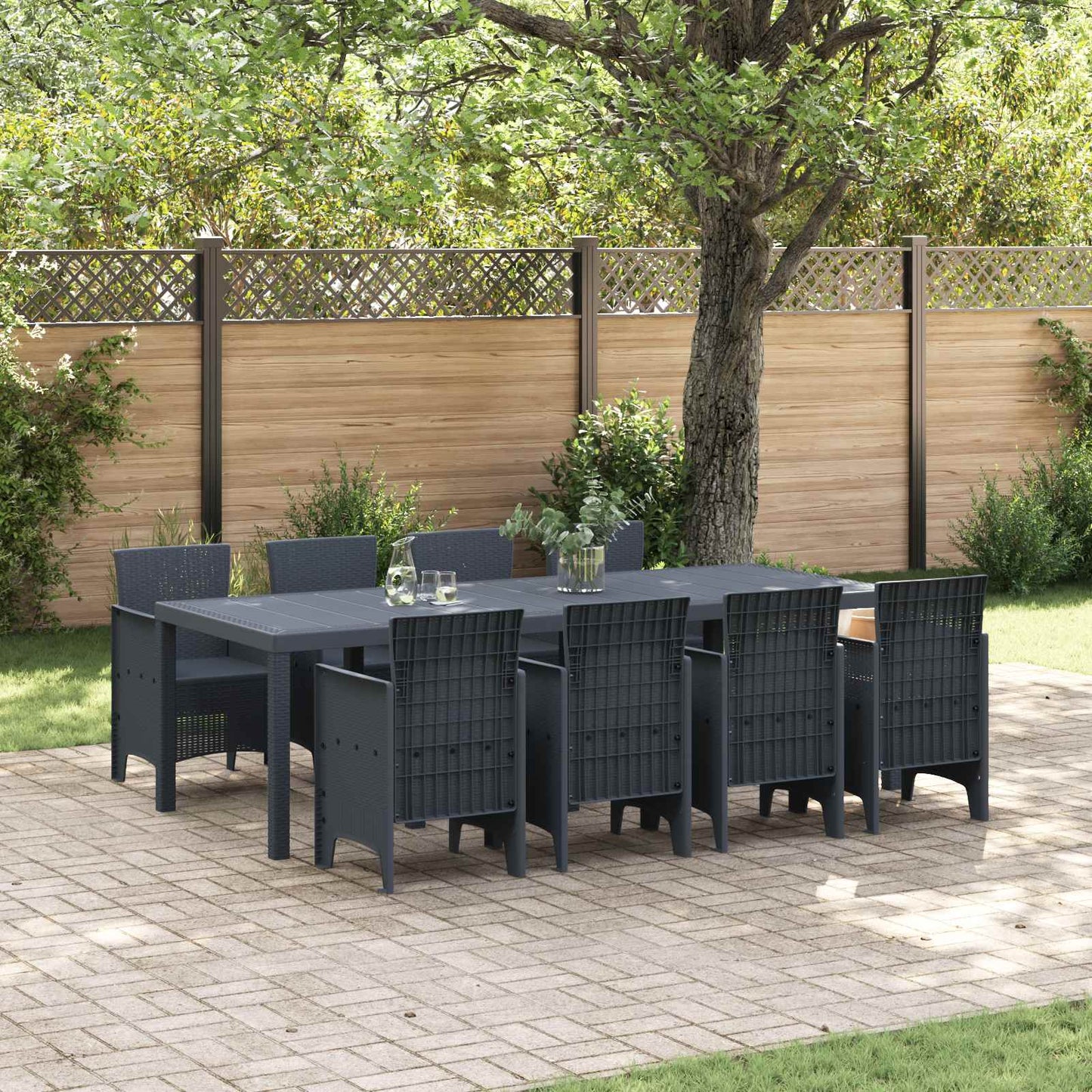 vidaXL Garden Dining Set 9 pcs Anthracite Polypropylene 1