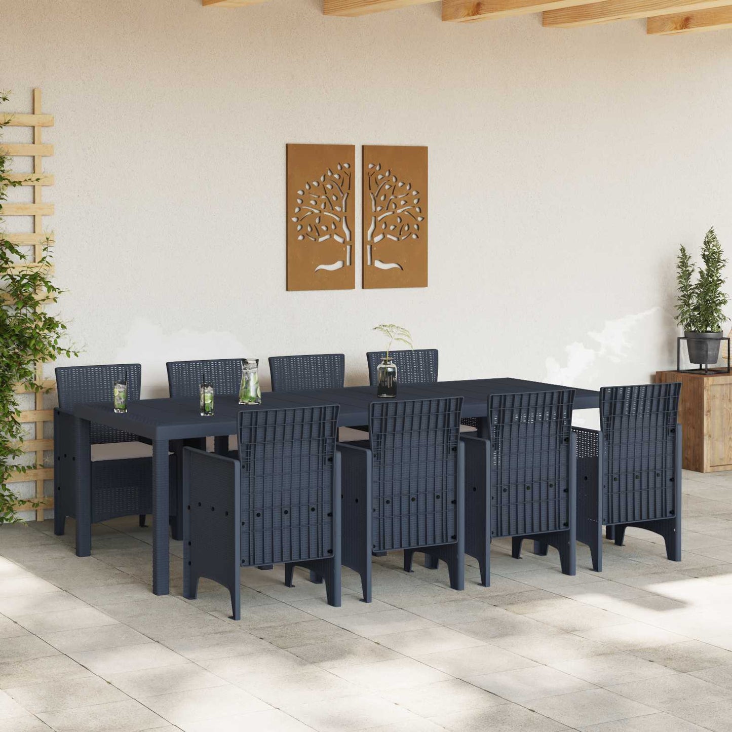 vidaXL Garden Dining Set 9 pcs Anthracite Polypropylene 3