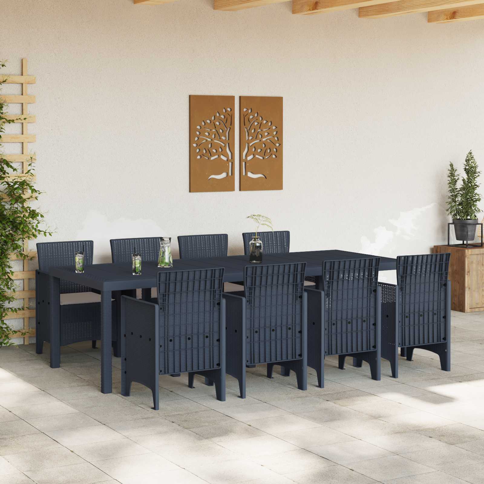 vidaXL Garden Dining Set 9 pcs Anthracite Polypropylene 3