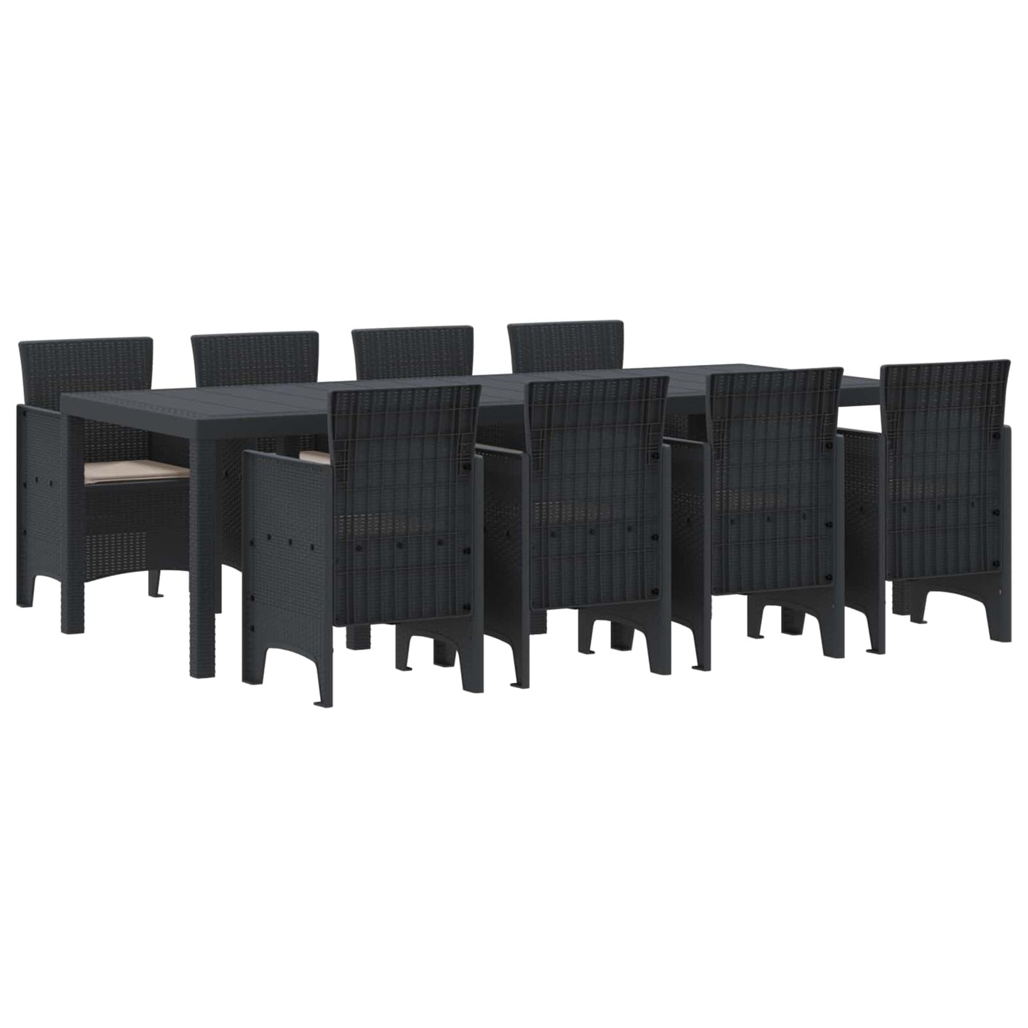 vidaXL Garden Dining Set 9 pcs Anthracite Polypropylene 2
