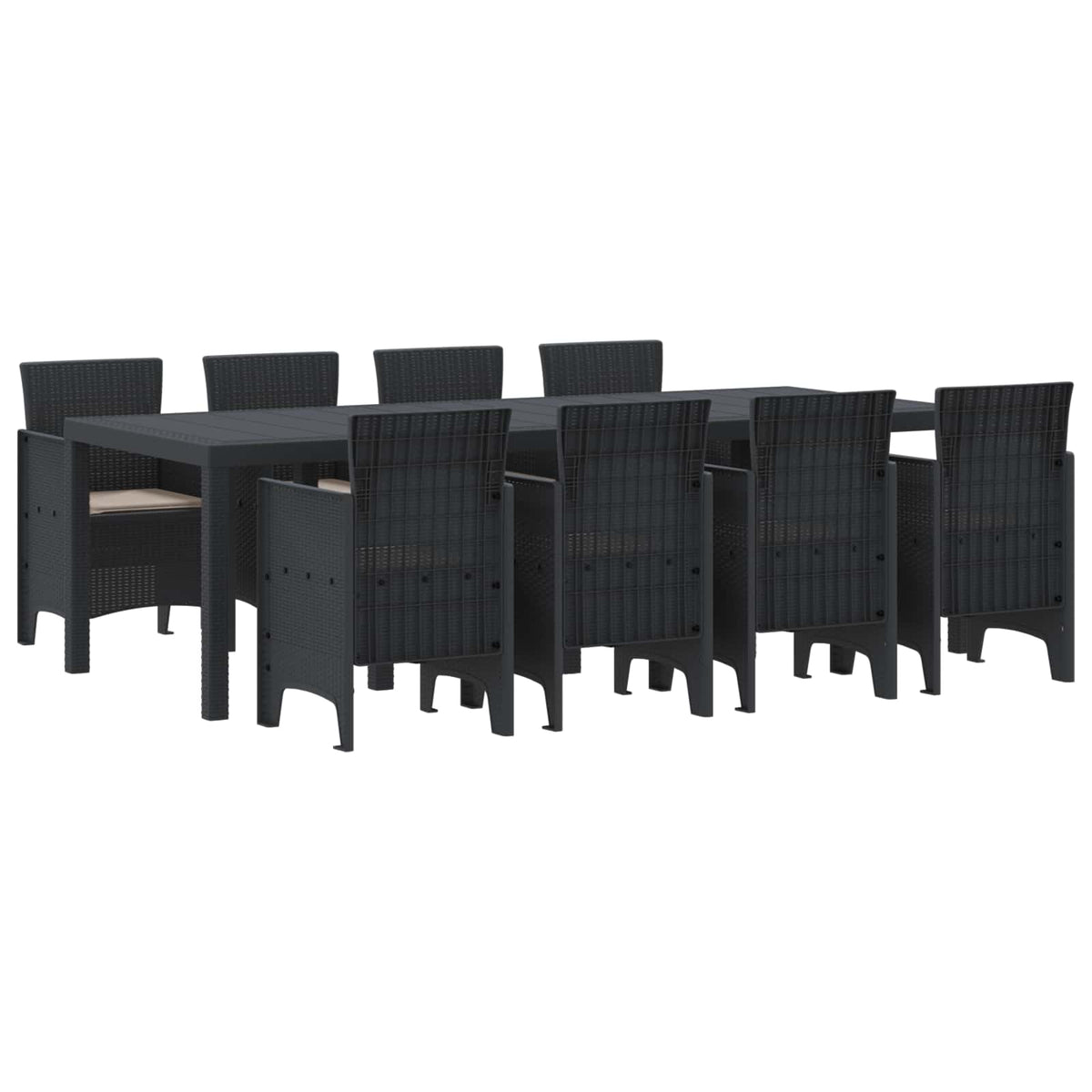 Garden Dining Set 9 pcs Polypropylene Anthracite Taupe 8-Seater