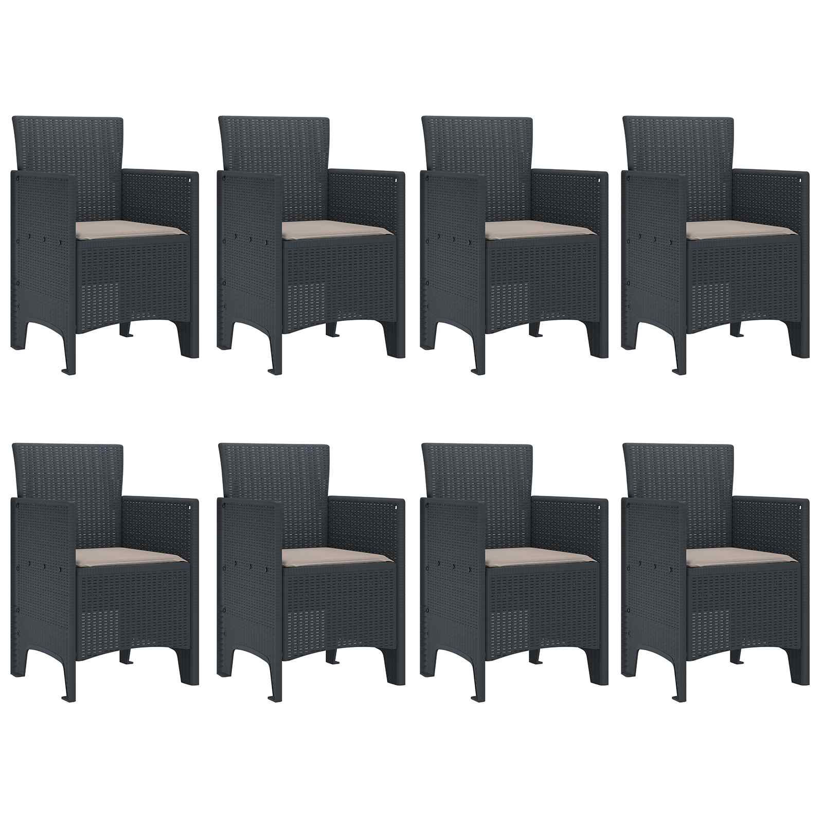 vidaXL Garden Dining Set 9 pcs Anthracite Polypropylene 5