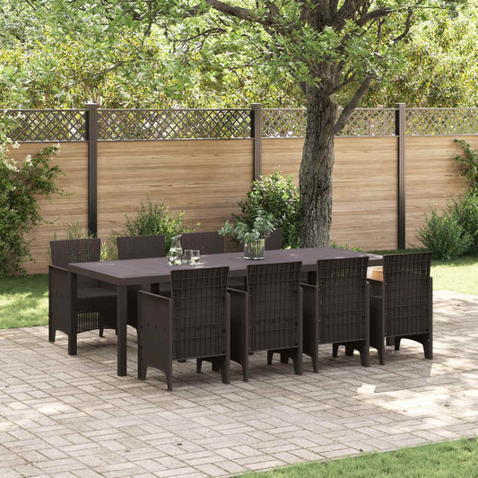 vidaXL Garden Dining Set 9 pcs Brown Polypropylene 1