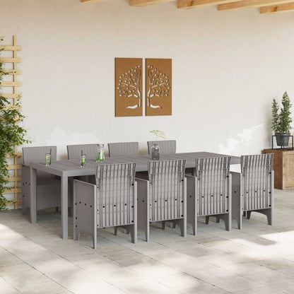 vidaXL Garden Dining Set 9 pcs White Polypropylene 3