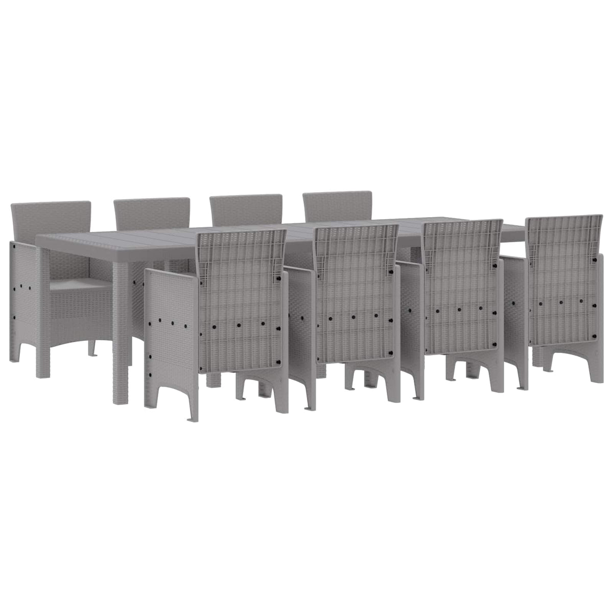 vidaXL Garden Dining Set 9 pcs White Polypropylene 2