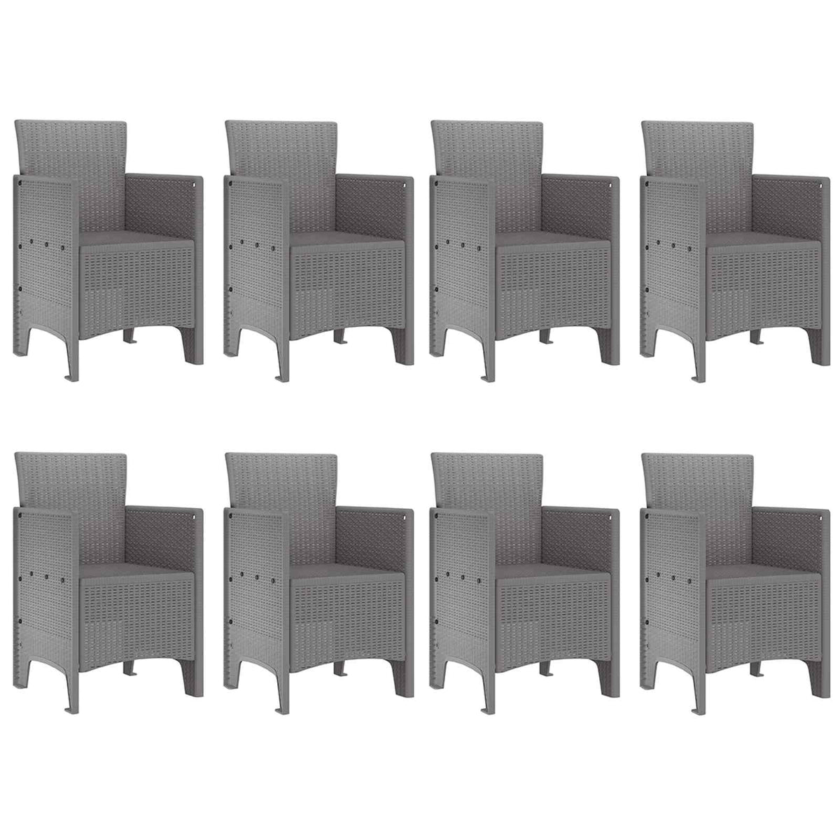 vidaXL Garden Dining Set 9 pcs White Polypropylene 5