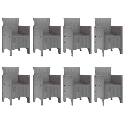vidaXL Garden Dining Set 9 pcs White Polypropylene 5
