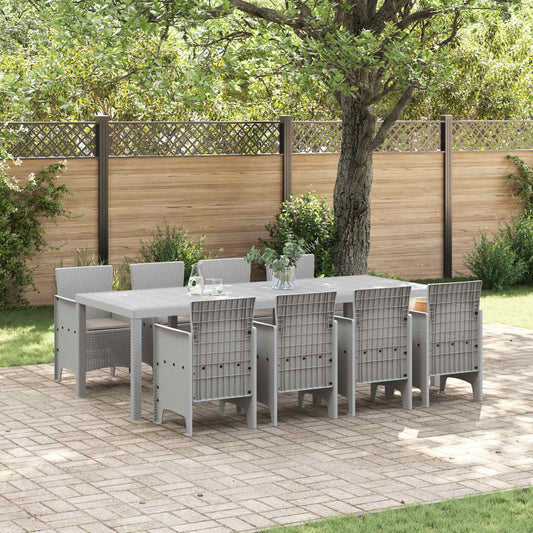 vidaXL Garden Dining Set 9 pcs White Polypropylene 1