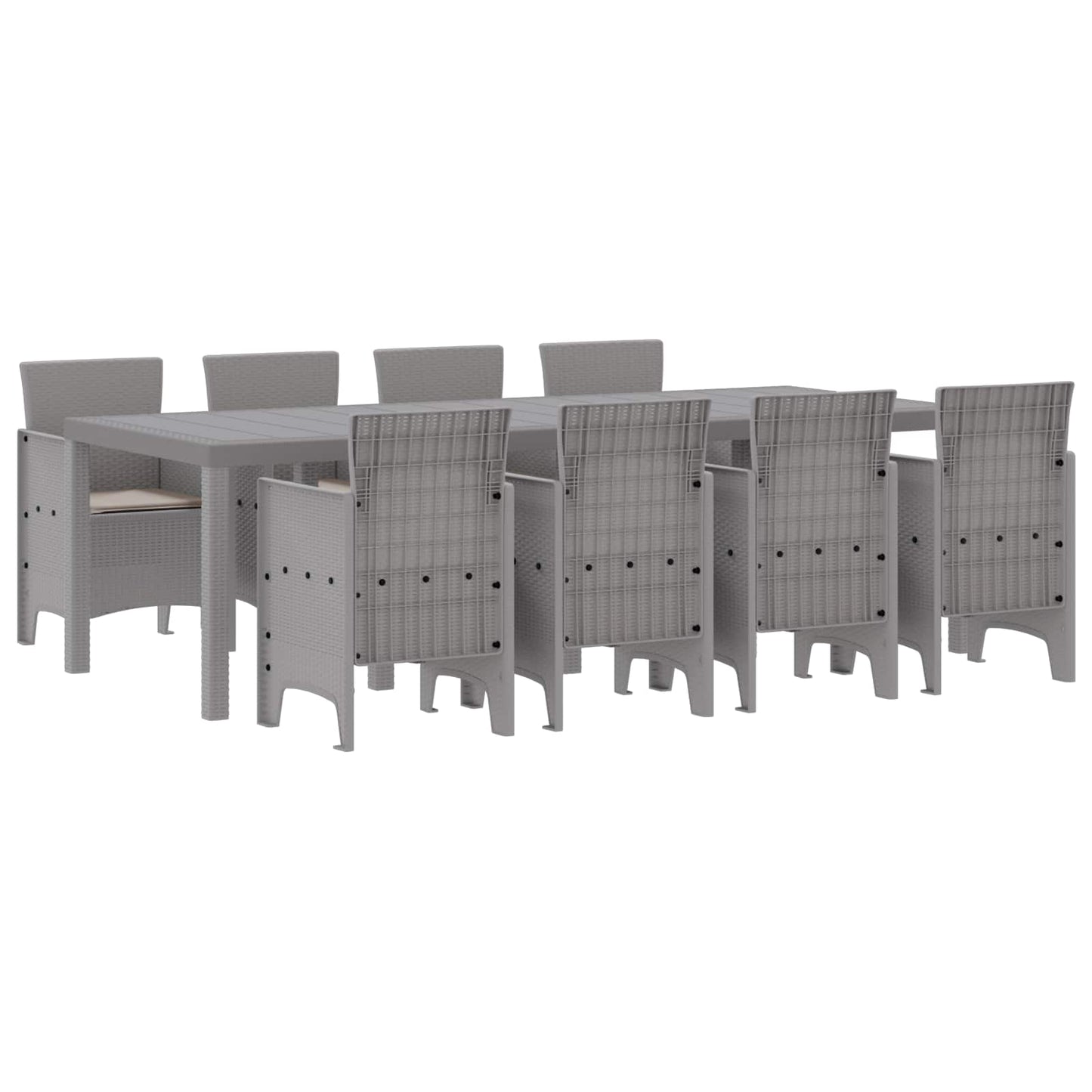 vidaXL Garden Dining Set 9 pcs White Polypropylene 2