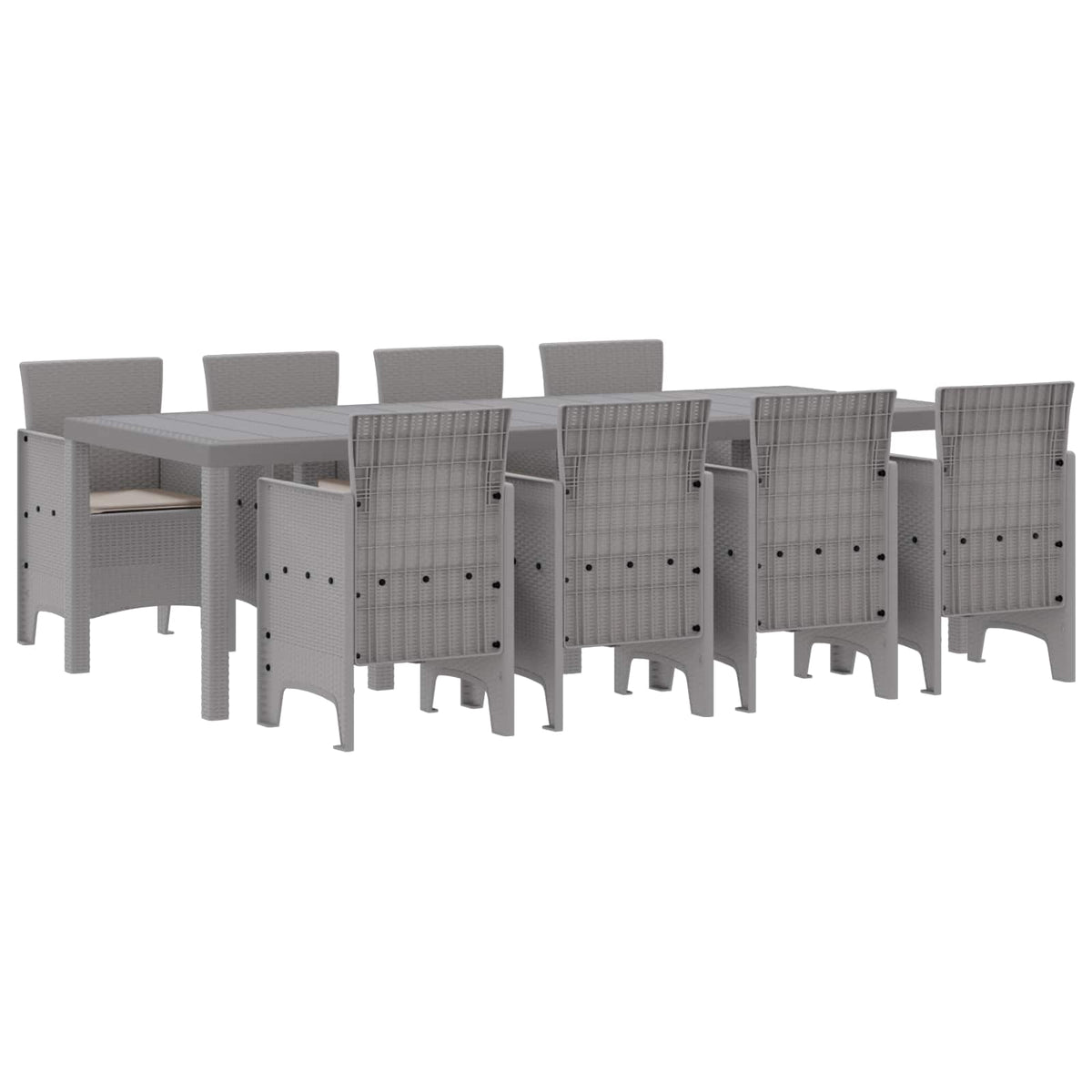 Garden Dining Set 9 pcs Polypropylene White Taupe 8-Seater