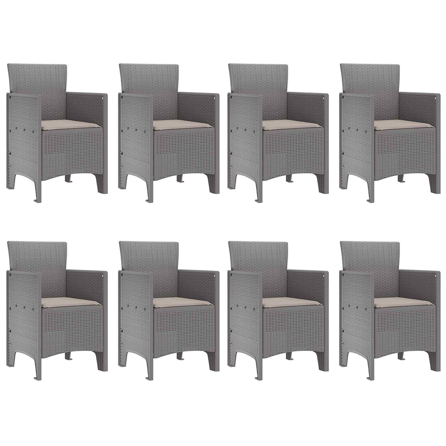vidaXL Garden Dining Set 9 pcs White Polypropylene 5