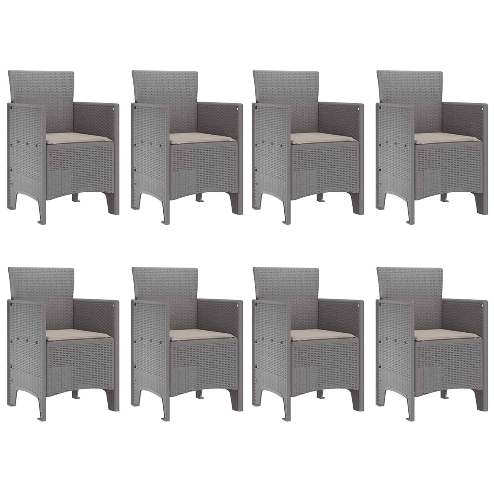 vidaXL Garden Dining Set 9 pcs White Polypropylene 5