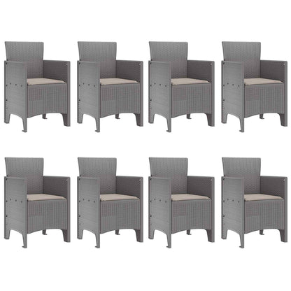 vidaXL Garden Dining Set 9 pcs White Polypropylene 5