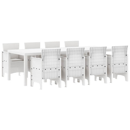 vidaXL Garden Dining Set 9 pcs White Polypropylene 2