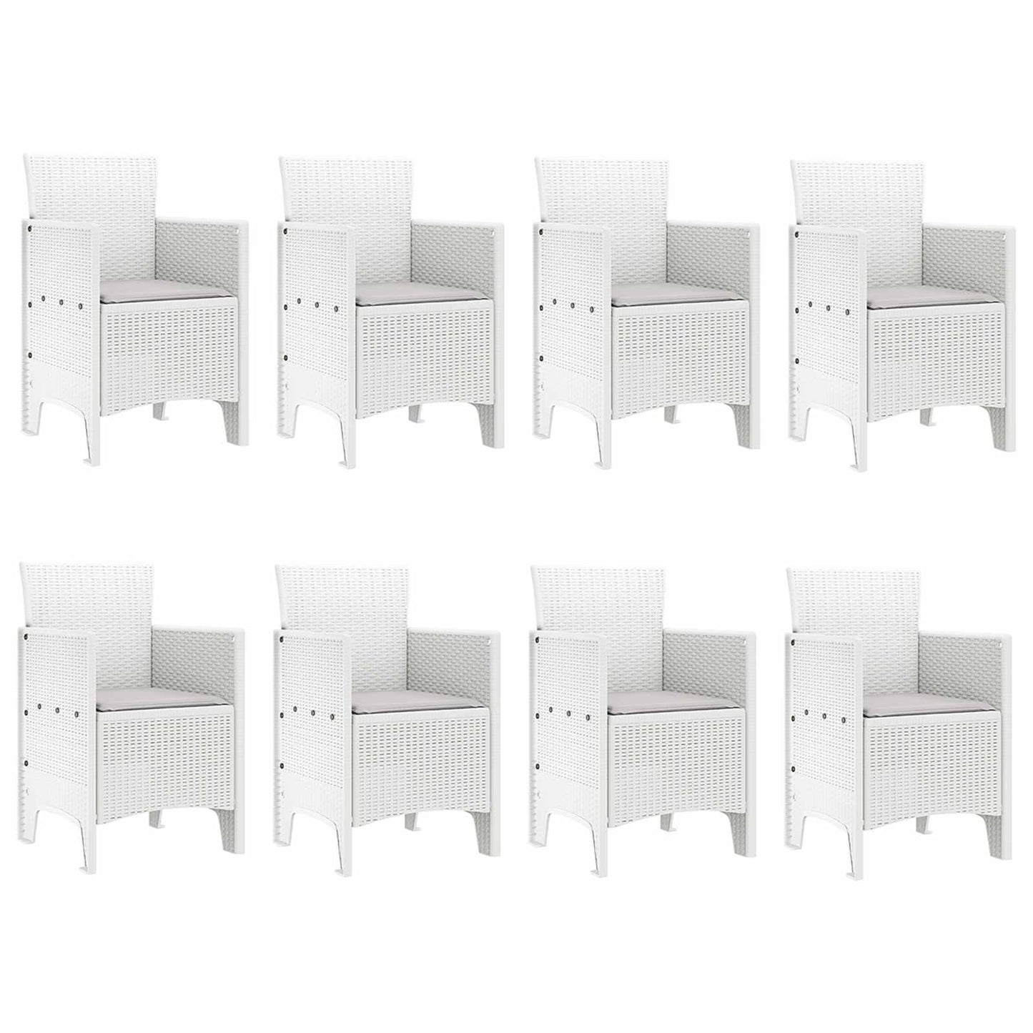 vidaXL Garden Dining Set 9 pcs White Polypropylene 5