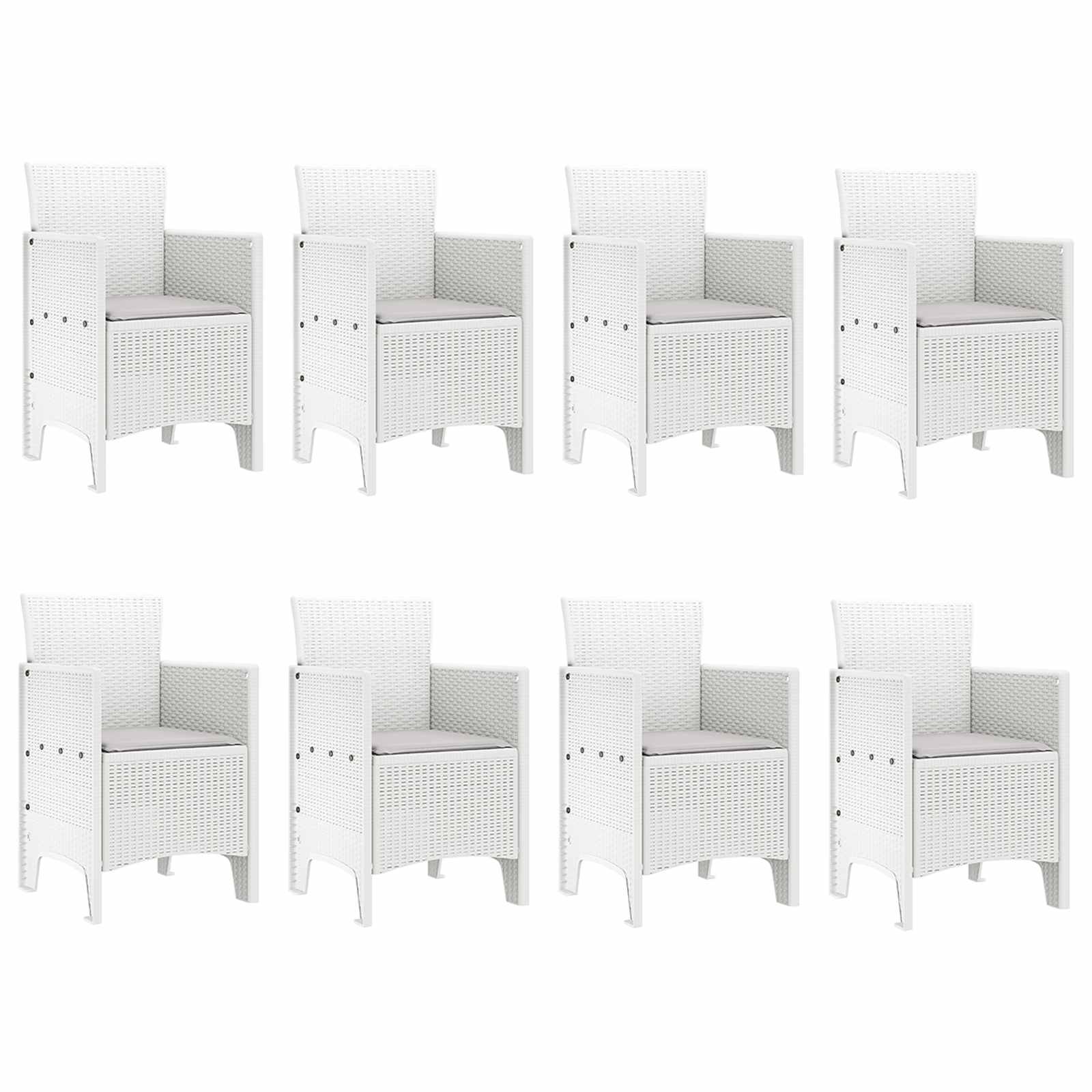 vidaXL Garden Dining Set 9 pcs White Polypropylene 5