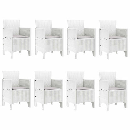 vidaXL Garden Dining Set 9 pcs White Polypropylene 5