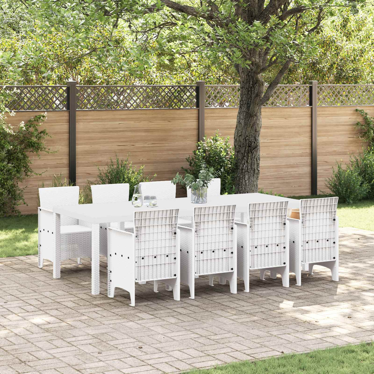 vidaXL Garden Dining Set 9 pcs Light Grey Polypropylene 1