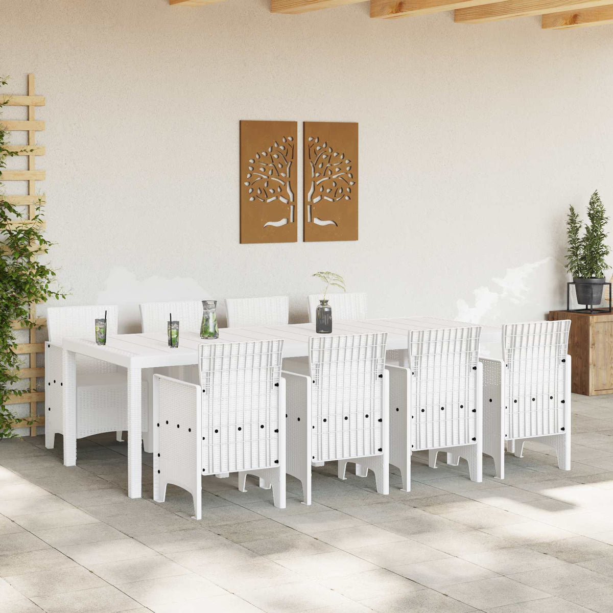 vidaXL Garden Dining Set 9 pcs Light Grey Polypropylene 3