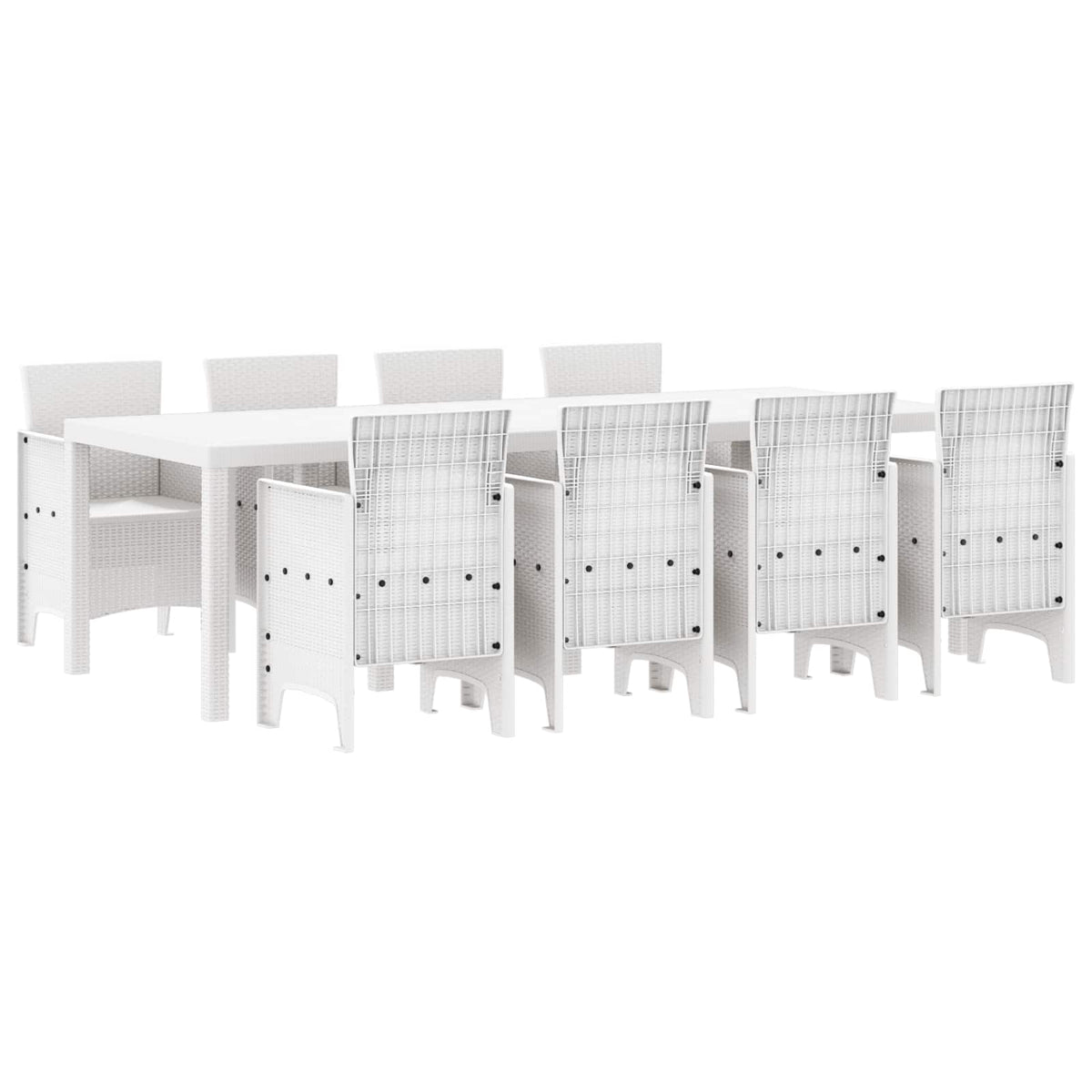 Garden Dining Set 9 pcs Polypropylene Light grey without cushion 8-Seater