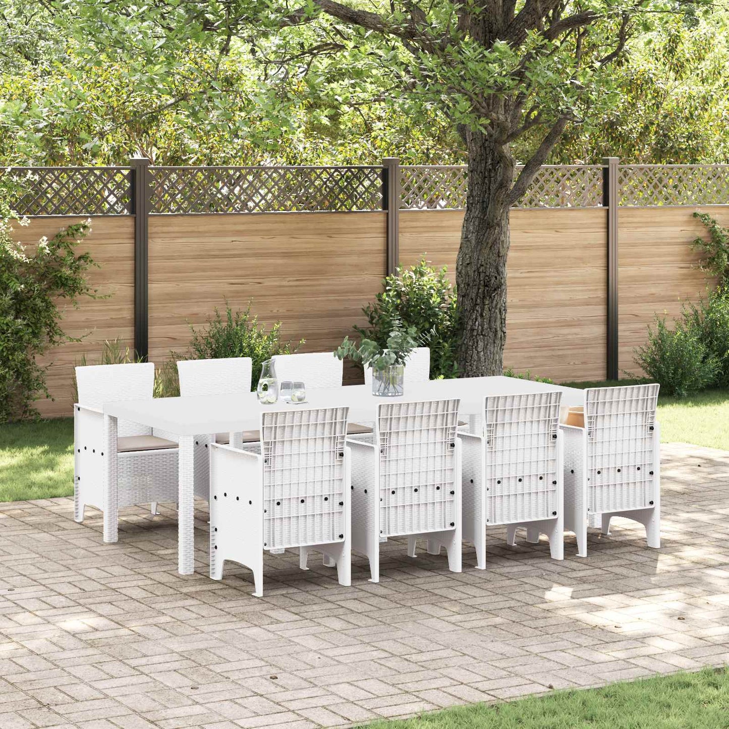 vidaXL Garden Dining Set 9 pcs Light Grey Polypropylene 1