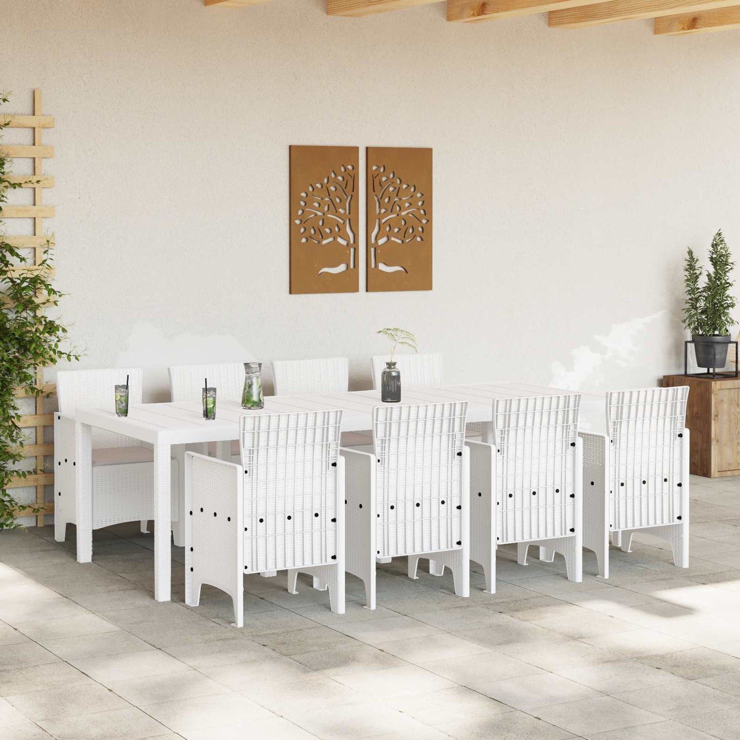 vidaXL Garden Dining Set 9 pcs Light Grey Polypropylene 3