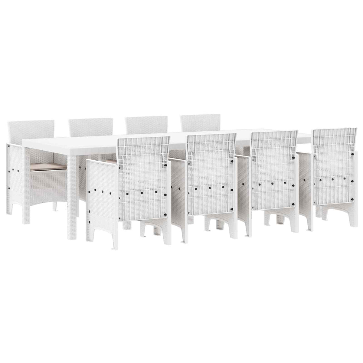 Garden Dining Set 9 pcs Polypropylene Light grey Taupe 8-Seater