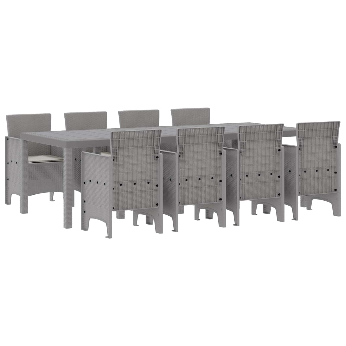 vidaXL Garden Dining Set 9 pcs Light Grey Polypropylene 2