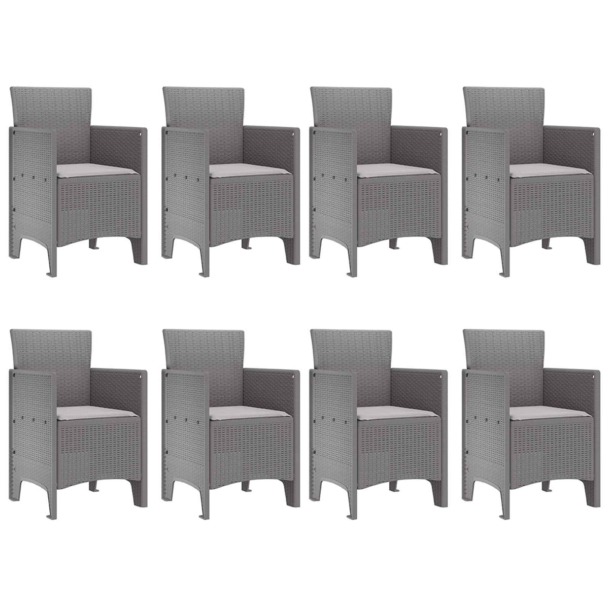 vidaXL Garden Dining Set 9 pcs Light Grey Polypropylene 5
